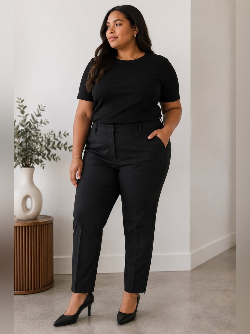 GAP Black Tailored Dress Trousers Straight-Leg with zippered ankle Women’s 16